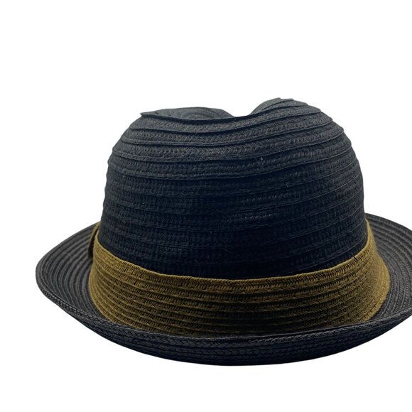 Hats in the Belfry HIB Galiano Fedora XL Black Mustard Band Metal Feather Accent - Picture 7 of 15